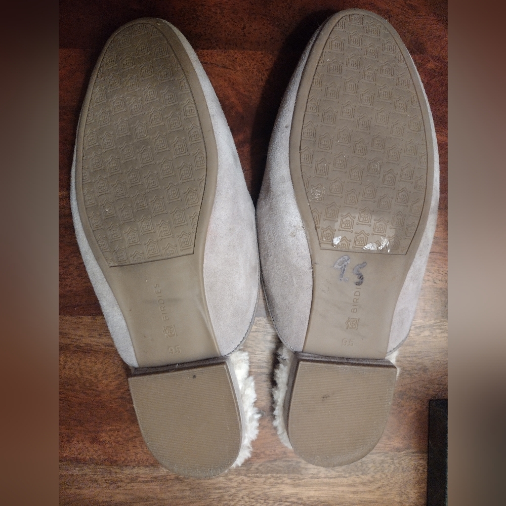 Birdies Taupe Suede Fur Mules Size 9.5 - Picture 4 of 6